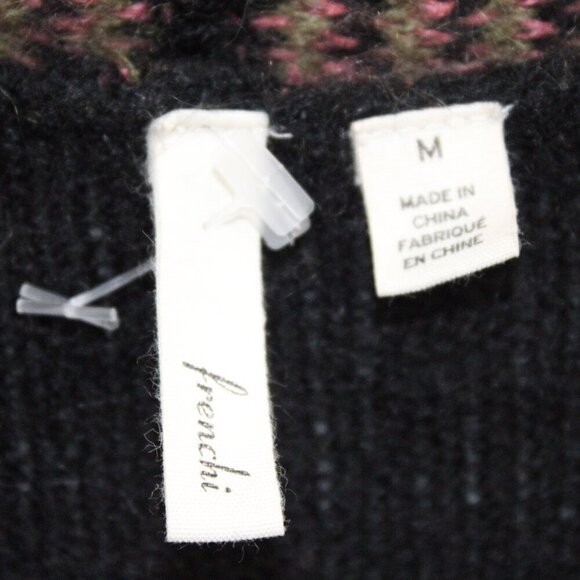 Frenchi Long Cardigan Medium Charcoal Open Floral Rose Boho Cozy Whimsigoth - Picture 2 of 3